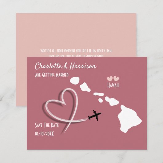 Save The Date Destination Mariage Hawaï Enregistrer la Date (Devant / Derrière)
