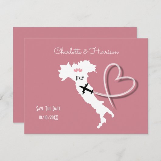 Save The Date Destination Mariage Italie Enregistrez La Date (Devant / Derrière)