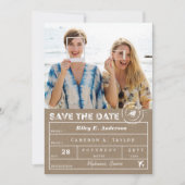 Save The Date Destination Mariage Kraft Bagage Balise 2 Photo (Devant)