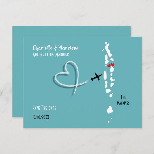 Save The Date Destination Mariage Maldives Enregistrer La Date (Devant / Derrière)