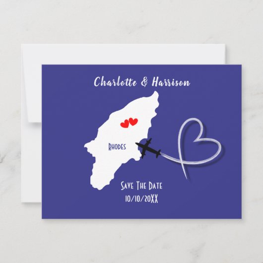 Save The Date Destination Mariage Rhodes Grèce billet (Devant)