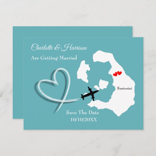 Save The Date Destination Mariage Santorin Sauvegarder La Date (Devant / Derrière)