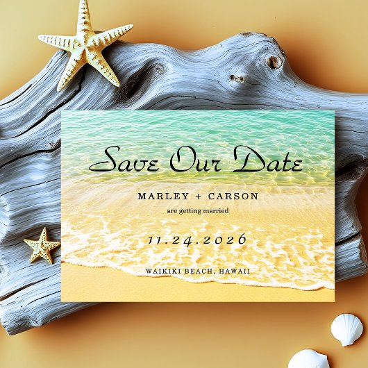 Save The Date Destination moderne Plage d'été Mariage