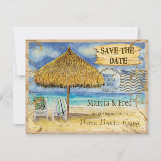 Save The Date Destination Paradise, Tropical Beach Enregistrer l (Devant)