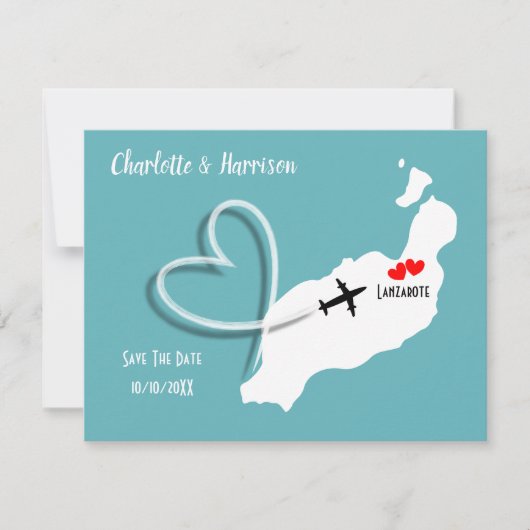 Save The Date Destination Tropicale Lanzarote Espagne Mariage à  (Devant)