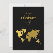 Save The Date Destination Wedding World Passport Black Gold (Devant)