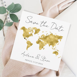 Save The Date Destination World Map Coeurs mobiles Enregistrer l