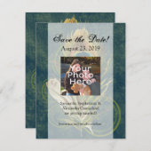 Save The Date Détail artistique Paon Mariage Enregistrer la date (Devant / Derrière)