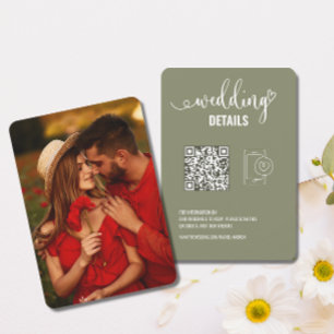 Save The Date Détails du mariage Elegant RSVP avec QR Code Pho