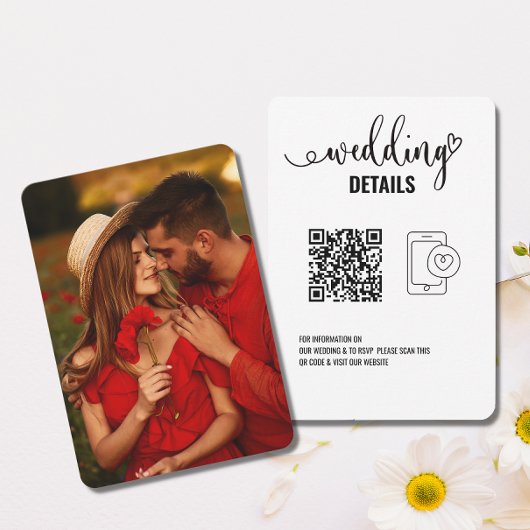 Save The Date Détails du mariage | Elegant RSVP avec QR Code Pho