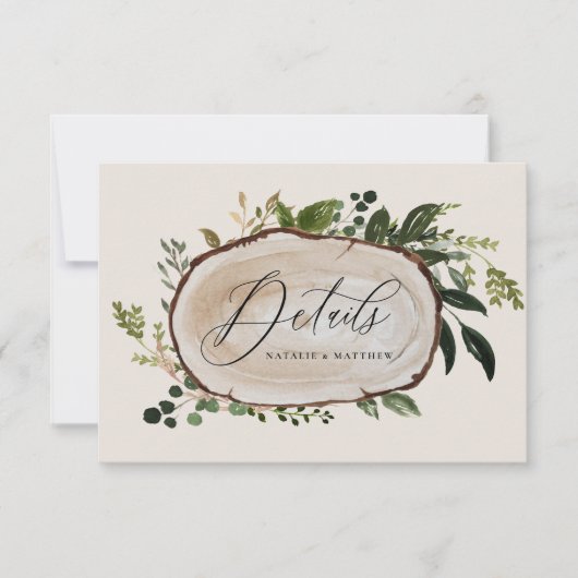 Save The Date Détails du mariage en tranches de bois rustique (Devant)