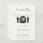 Save The Date Deux chambres Homme Mariage crème bleu LGBTQ (Devant)