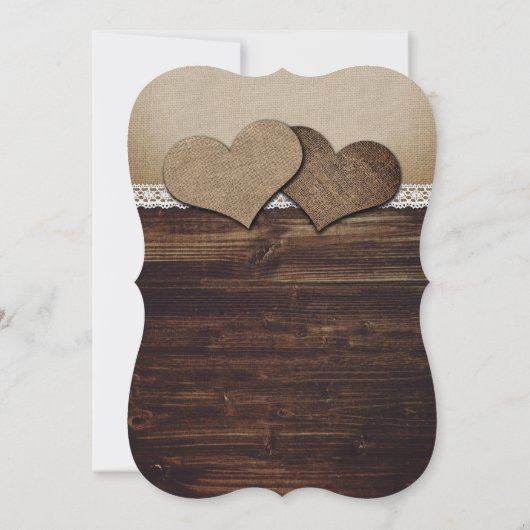 Save The Date Deux Coeurs deviennent un pays rustique Mariage de (Dos)