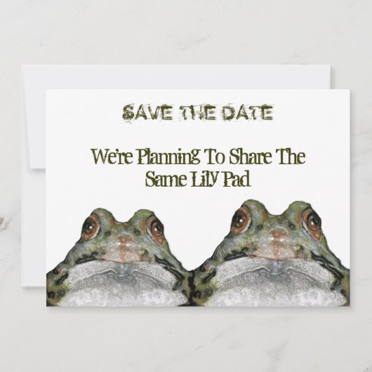 Save The Date Deux Cute Frogs : Enregistrer La Date : Mariage : (Devant)