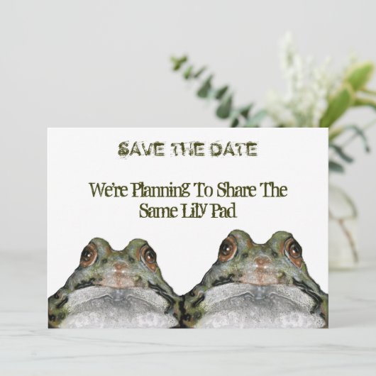 Save The Date Deux Cute Frogs : Enregistrer La Date : Mariage : (Debout devant)