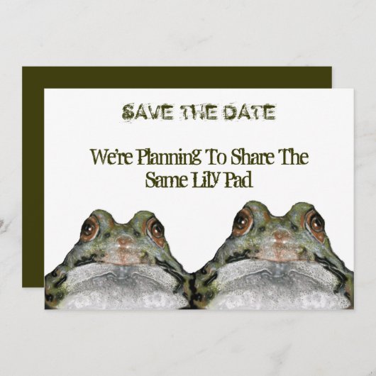 Save The Date Deux Cute Frogs : Enregistrer La Date : Mariage : (Devant / Derrière)