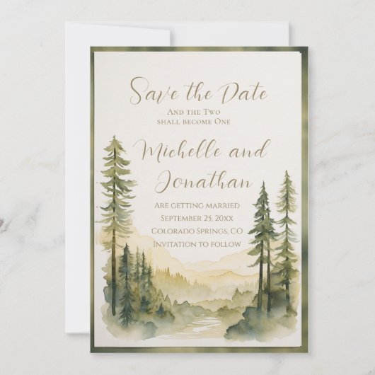 Save The Date Deux Deviendront Un Pin Arbres Mariage Chrétien (Devant)