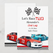 Save The Date Deux Fast Red Race Car Sauvez la date (Devant / Derrière)