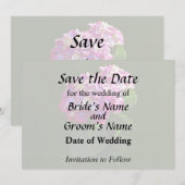 Save The Date Deux Hydrangeas Roses (Devant / Derrière)