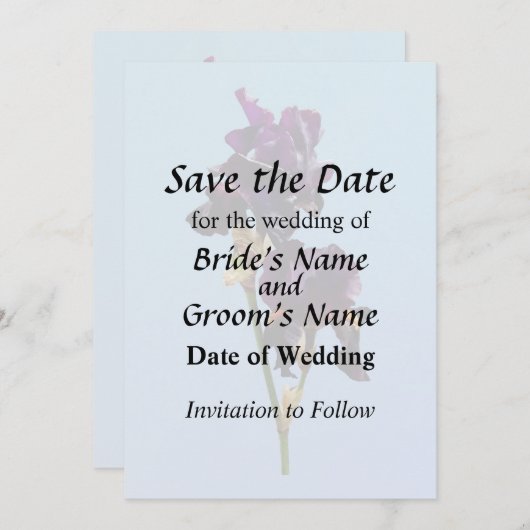 Save The Date Deux Iris violets foncés sauvent la date (Devant / Derrière)