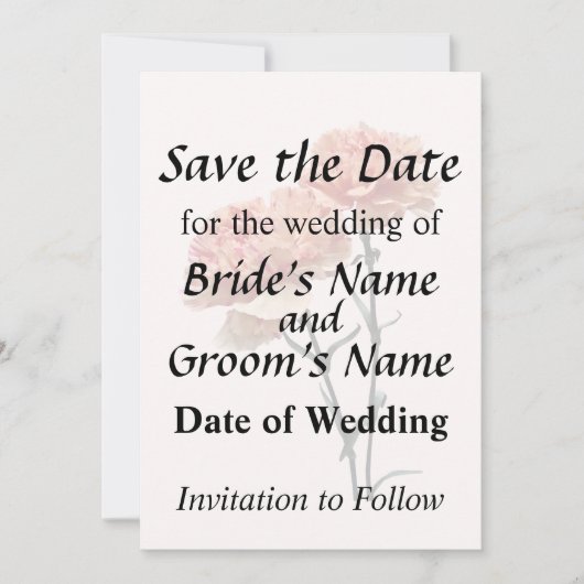 Save The Date Deux oeillets rose et rose (Devant)