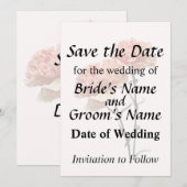 Save The Date Deux oeillets rose et rose (Devant / Derrière)