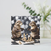 Save The Date Deux Otters Jouant Aux Échecs, (Debout devant)