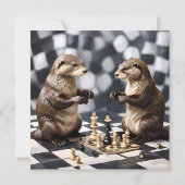 Save The Date Deux Otters Jouant Aux Échecs, (Dos)