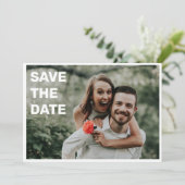 Save The Date Deux Photo Gras Texte Blanc Superposé Mariage Simp (Debout devant)