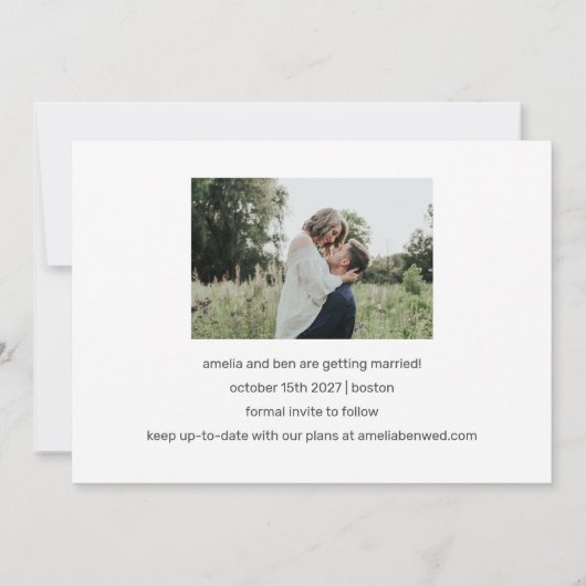 Save The Date Deux Photo Gras Texte Blanc Superposé Simple Maria (Dos)