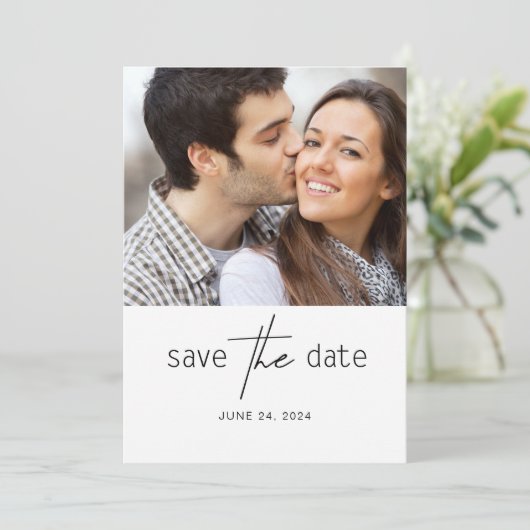 Save The Date Deux Photo Mariage Simple Enregistrer La Date (Debout devant)
