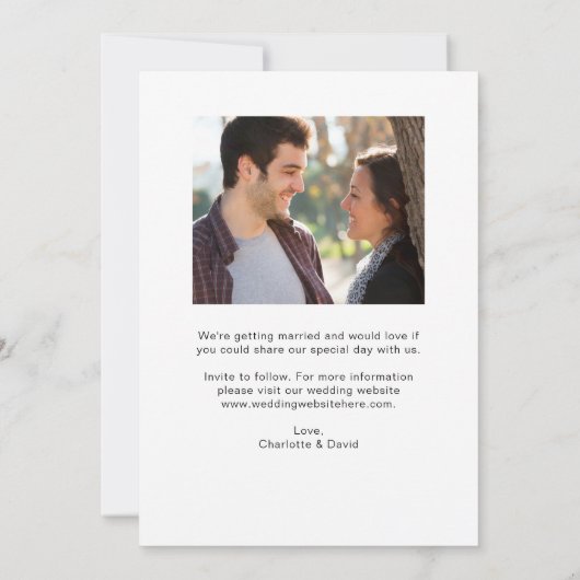 Save The Date Deux Photo Mariage Simple Enregistrer La Date (Dos)