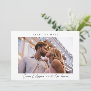 Save The Date Deux Photo Minimaliste Moderne Écriture Élégant Ma