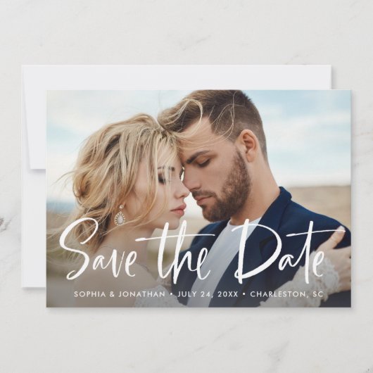 Save The Date Deux photos avec un script moderne (Devant)