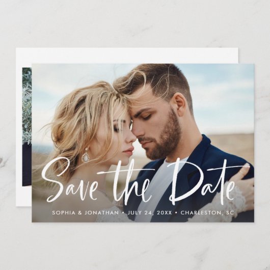 Save The Date Deux photos avec un script moderne (Devant / Derrière)