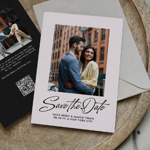 Save The Date Deux photos de style moderne rose manuscrit