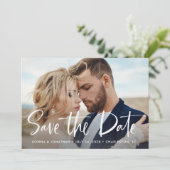 Save The Date Deux photos et code QR | Script moderne (Debout devant)