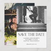 Save The Date Deux photos noir blanc Elegant Mariage chic (Devant / Derrière)