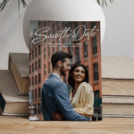 Save The Date Deux photos simple mariage script stylé