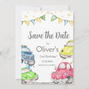 Save The Date Deux voitures de course rapide 2e anniversaire