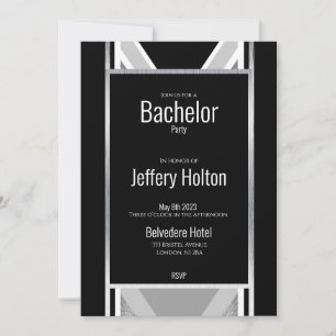 Save The Date Diagonale noire, grise, métallique rayée enregistr