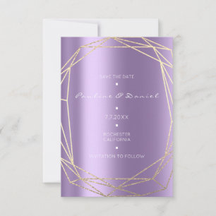 Save The Date Diamant Goud Paars Zwart Monogram