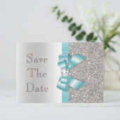 Save The Date Diamants Bow turquoises Argent Enregistrer Le Baby (Debout devant)