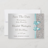 Save The Date Diamants Bow turquoises Argent Enregistrer Le Baby (Dos)