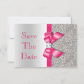 Save The Date Diamants De Bow Rose Chaud Enregistrer Le Baby sho (Devant)