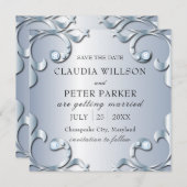 Save The Date Diamants en Platine Mariage classique élégant (Devant / Derrière)