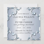 Save The Date Diamants en Platine Mariage classique élégant (Devant)