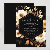 Save The Date Digital Chic Gold et Mariage noir (Devant / Derrière)