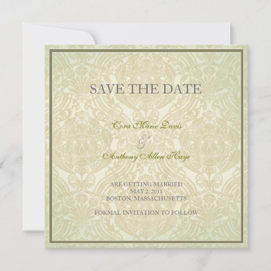 Save The Date Dilly vert élégant enregistrer la date (Devant)