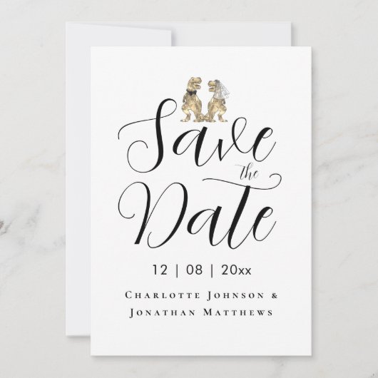 Save The Date Dinosaur Dinosaure moderne Mariage à thème (Devant)